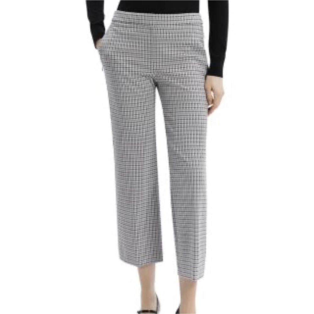 THEORY black brown cream houndstooth straight leg trousers sz 8